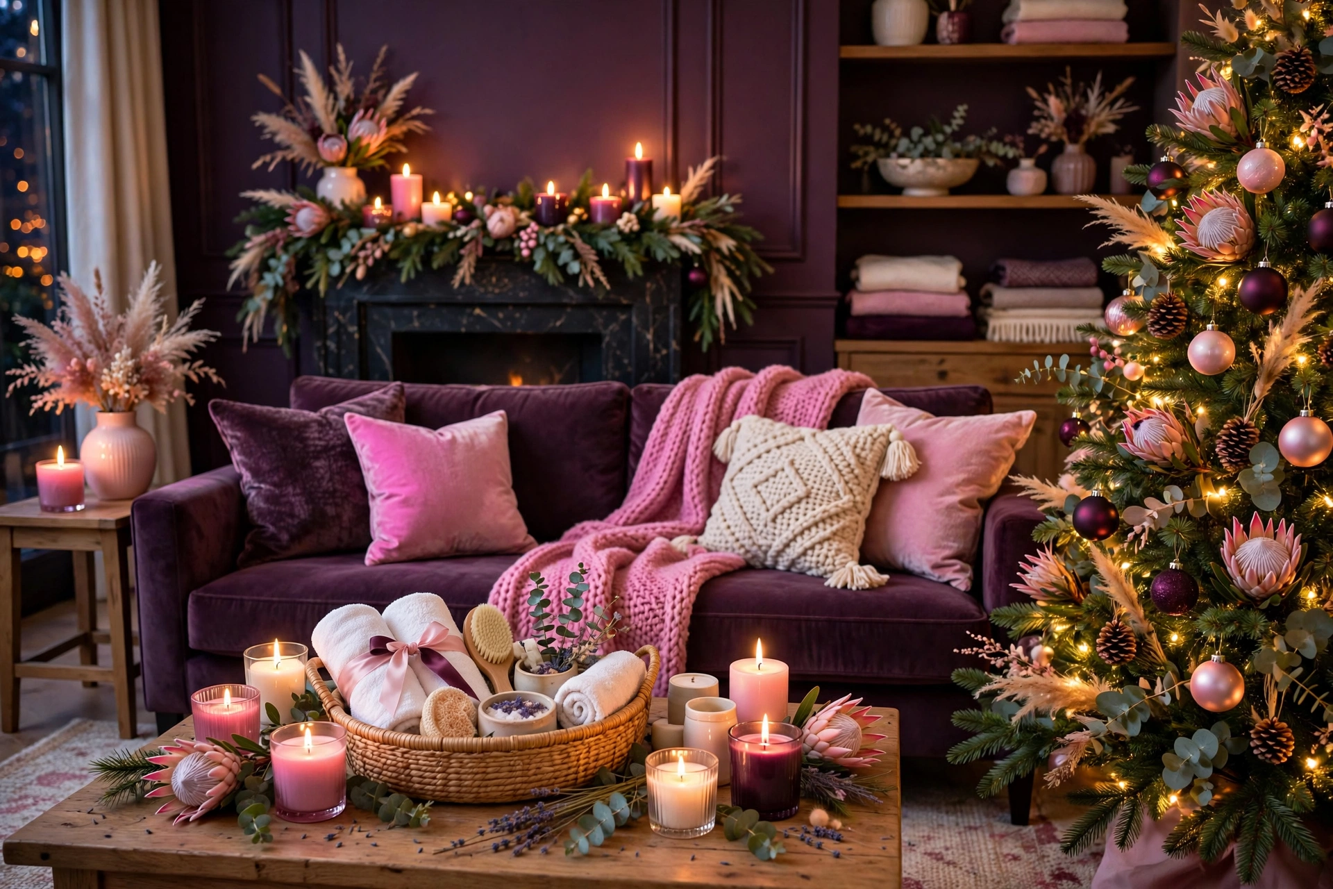 Unique christmas gifts for mom who has everything displayed in a cozy festive living room